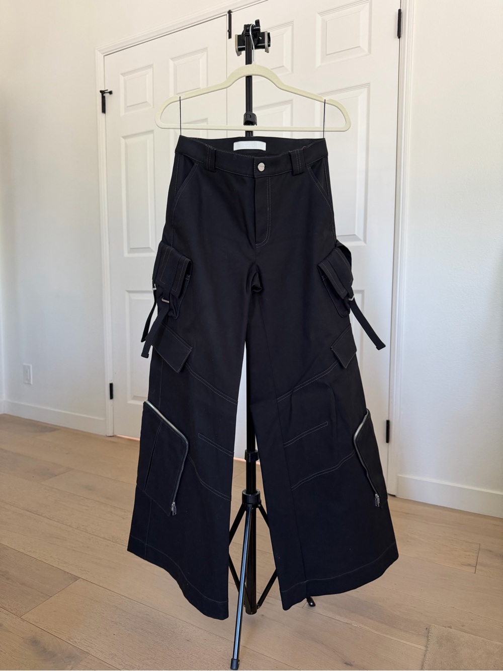 Dion Lee Black Wide-Leg Cargo Trousers, size XS - Picture 2 of 6